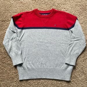 Red/Gray Tommy Hilfiger Boys Sweater - Size 5.